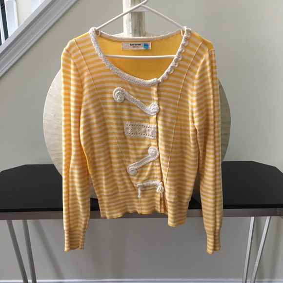 Anthropologie Tops - Anthropologie Sparrow yellow striped cardigan